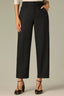 Charcoal Black Contour Shape Technology Skyrise Angled Dart Seams Extended Tab Hook Zip Fly Trouser Front Faux Back Side Panels Double Waistband Teagan Ankle Straight Leg Trouser
