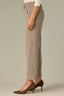 Walnut Birch Contour Shape Technology Skyrise Angled Dart Seams Extended Tab Hook Zip Fly Trouser Front Faux Back Side Panels Double Waistband Teagan Ankle Straight Leg Petite Trouser