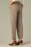 Walnut Birch Contour Shape Technology Skyrise Angled Dart Seams Extended Tab Hook Zip Fly Trouser Front Faux Back Side Panels Double Waistband Teagan Ankle Straight Leg Trouser