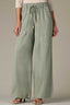 Loden Green Skyrise V-Yoke Patch Pocket Self Tie Side Panel Slit Hem Wide Leg Pant