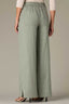 Loden Green Skyrise V-Yoke Patch Pocket Self Tie Side Panel Slit Hem Plus Size Wide Leg Pant
