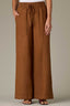 Pecan Skyrise V-Yoke Patch Pocket Self Tie Side Panel Slit Hem Petite Wide Leg Pant