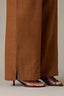 Pecan Skyrise V-Yoke Patch Pocket Self Tie Side Panel Slit Hem Petite Wide Leg Pant
