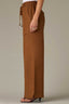 Pecan Skyrise V-Yoke Patch Pocket Self Tie Side Panel Slit Hem Wide Leg Pant