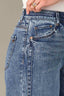 Mid Blue Artisanal Denim Contour Shape Technology Skyrise Double Side Seam Stitch Detail Gracie Petite Wide Leg Jean