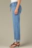 Blue Vintage Denim Contour Shape Technology High Rise Drawstring Cuffed Hem Boyfriend Jean