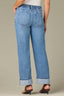 Blue Vintage Denim Contour Shape Technology High Rise Drawstring Cuffed Hem Petite Boyfriend Jean