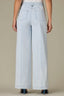 Powder Blue Stripe Denim Contour Shape Technology Skyrise V-Yoke Spade Pocket Center Seam Stripe Petite Wide Leg Jean