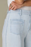 Powder Blue Stripe Denim Contour Shape Technology Skyrise V-Yoke Spade Pocket Center Seam Stripe Petite Wide Leg Jean