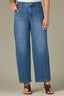 Mid Blue Denim Contour Shape Technology Skyrise V-Yoke Angled Dart Seams Inverted Patch Pockets Seaming Fading Relaxed Barrel Jean