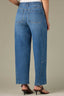 Mid Blue Denim Contour Shape Technology Skyrise V-Yoke Angled Dart Seams Inverted Patch Pockets Seaming Fading Relaxed Barrel Jean