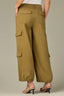 Golden Olive Contour Shape Technology Skyrise Dart Seams Flap Patch Pockets Faux Flap Pocket Sides Cinched Hem Petite Balloon Jogger