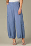 Stormy Blue Contour Shape Technology Skyrise Dart Seams Flap Patch Pockets Faux Flap Pocket Sides Cinched Hem Balloon Jogger