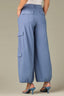 Stormy Blue Contour Shape Technology Skyrise Dart Seams Flap Patch Pockets Faux Flap Pocket Sides Cinched Hem Balloon Jogger