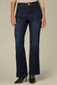 Dark Indigo Artisanal Denim Contour Shape Technology Skyrise Trouser Front Faux Back Welt Pockets Double Side Contrast Seam Bootcut Jean