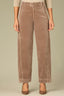 Vintage Oyster Mushroom Corduroy Contour Shape Technology Skyrise Double Hook Button Zip Closure Curved Front Pockets Dart Seams Angled Side Seams Relaxed Petite Barrel Leg Trouser
