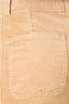 Vintage Warm Sand Corduroy Contour Shape Technology Skyrise Double Hook Button Zip Closure Curved Front Pockets Dart Seams Angled Side Seams Relaxed Barrel Leg Trouser