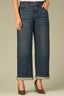 Indigo Denim Contour Shape Technology High Rise Sweetheart Yoke Cuffed Hem Slouchy Straight Leg Petite Jean