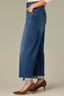 Blue Denim Contour Shape Technology High Rise Slightly Arched Back Yoke Cuffed Hem Slouchy Straight Leg Jean