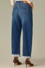 Blue Denim Contour Shape Technology High Rise Slightly Arched Back Yoke Cuffed Hem Slouchy Straight Leg Jean
