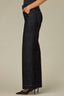 Black Velvet Denim Contour Shape Technology Skyrise V-Yoke Double Front Slash Pockets Side Panel Dart Seams Wide Leg Jean