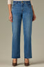 Mid Blue Artisanal Denim Contour Shape Technology Mid-Rise Sweetheart Shaped Back Yoke Whiskering Fading Sawyer Straight Leg Petite Jean