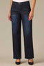 Indigo Denim Contour Shape Technology Mid-Rise Sweetheart Shaped Back Yoke Sawyer Straight Leg Petite Jean