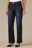 Indigo Denim Contour Shape Technology Mid-Rise Sweetheart Shaped Back Yoke Sawyer Straight Leg Petite Jean