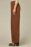 Toasted Cinnamon Skyrise Encased Waist Curved Yoke Angled Seams Relaxed Barrel Leg Pant
