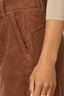Toasted Cinnamon Skyrise Encased Waist Curved Yoke Angled Seams Relaxed Barrel Leg Pant