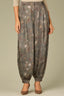 Dusty Olive Multi Silky Woven Ultra Skyrise Round Up Yoke Double Hook Button Zip Closure Slash Pockets Cinched Button Cuff Hem Abstract Print Glider Balloon Pant