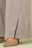 Light Grey Denim Contour Shape Technology High Rise Forward Seam Slit Scattered Rhinestone Detail Petite Wide Leg Jean