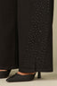 Black Denim Contour Shape Technology High Rise Forward Seam Slit Scattered Rhinestone Detail Petite Wide Leg Jean