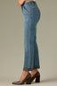 Mid Blue Artisanal Denim Contour Shape Technology Mid-Rise Slightly Arched Back Yoke Slash Front Pockets Roll Cuff Hem Gemma Girlfriend Jean