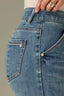 Mid Blue Artisanal Denim Contour Shape Technology Mid-Rise Slightly Arched Back Yoke Slash Front Pockets Roll Cuff Hem Petite Gemma Girlfriend Jean
