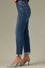 Blue Contour Shape Technology Mid-Rise Slightly Arched Back Yoke Slash Front Pockets Roll Cuff Hem Gemma Girlfriend Jean