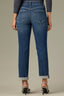 Blue Contour Shape Technology Mid-Rise Slightly Arched Back Yoke Slash Front Pockets Roll Cuff Hem Gemma Girlfriend Jean