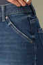 Blue Contour Shape Technology Mid-Rise Slightly Arched Back Yoke Slash Front Pockets Roll Cuff Hem Gemma Girlfriend Jean