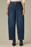 Indigo Denim Contour Shape Technology High Rise Sweetheart Shaped Back Yoke Knee Darts Petite Barrel Leg Jean