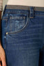Blue Denim Contour Shape Technology Mid-Rise Slightly Arched Back Yoke Split Reverse Waistband Petite Straight Leg Jean