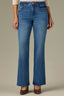 Mid Blue Artisanal Denim Contour Shape Technology High Rise Slightly Arched Back Yoke Grinded Hem Madison Bootcut Jean