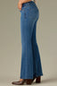 Mid Blue Artisanal Denim Contour Shape Technology High Rise Slightly Arched Back Yoke Grinded Hem Madison Bootcut Jean