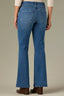 Mid Blue Artisanal Denim Contour Shape Technology High Rise Slightly Arched Back Yoke Grinded Hem Madison Bootcut Jean