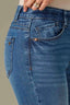 Mid Blue Artisanal Denim Contour Shape Technology High Rise Slightly Arched Back Yoke Grinded Hem Madison Bootcut Jean