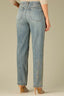 Mid Blue Artisanal Denim Contour Shape Technology Mid-Rise Double Sweetheart Yoke Gold Accents Stovepipe Jean