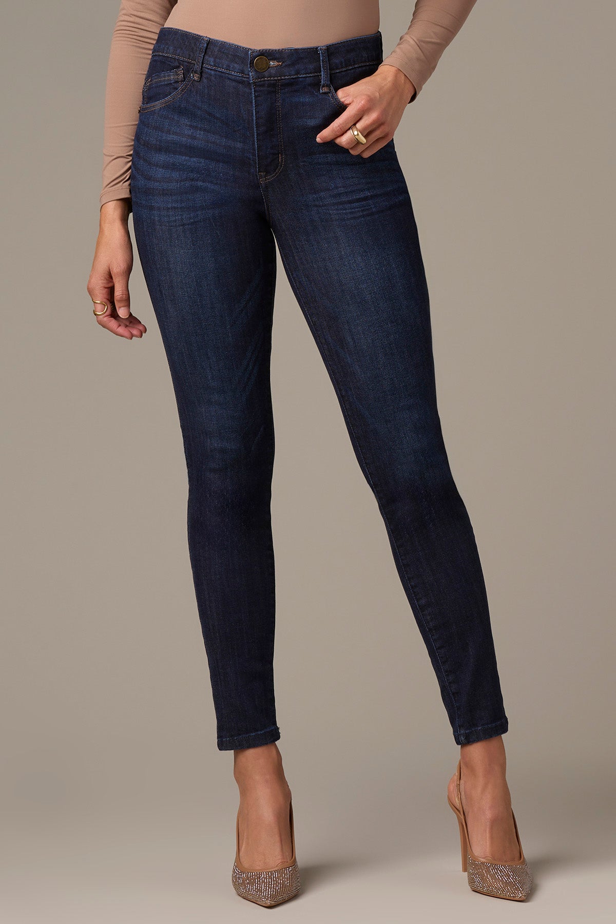 wit and wisdom denim dress Pleated Denim Midi Dress (Women)