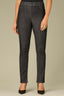Black Denim Contour Shape Technology High Rise Slightly Arched Yoke Patch Pockets Slit Hem Cigarette Jean