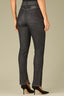 Black Denim Contour Shape Technology High Rise Slightly Arched Yoke Patch Pockets Slit Hem Cigarette Jean