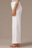 White Skyrise Button Fly Seaming V-Shaped Back Yoke Contour Shape Technology Wide Leg Pant