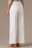 White Skyrise Button Fly Seaming V-Shaped Back Yoke Contour Shape Technology Wide Leg Pant